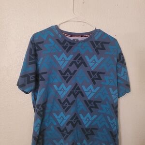 Anthem Co Ltd Blue Geometric Pattern Men's Shirt